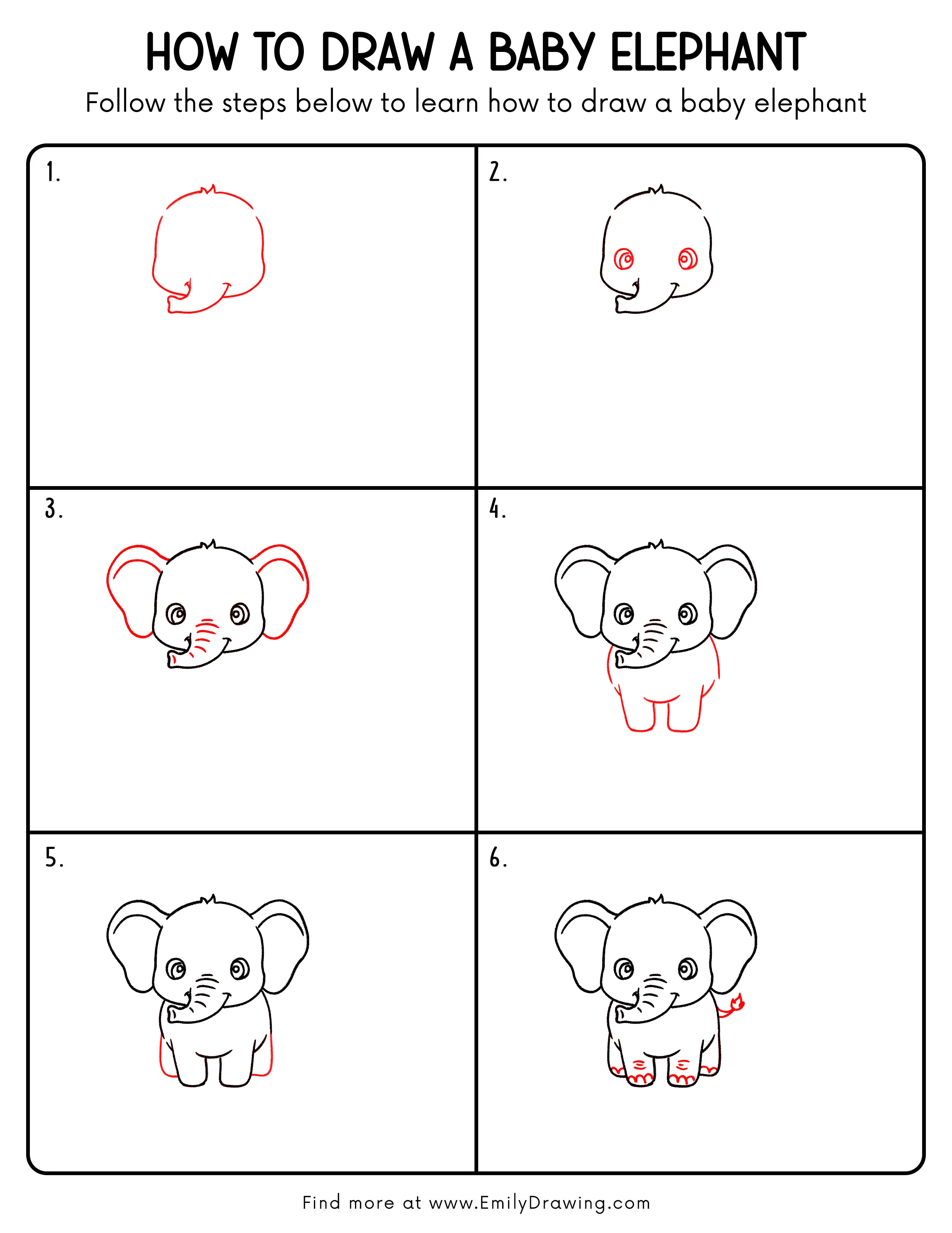 Printable Baby Elephant Drawing Guide